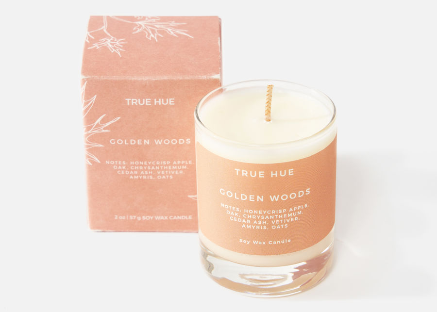 Full View of True Hue Golden Woods Votive Candle image number 0